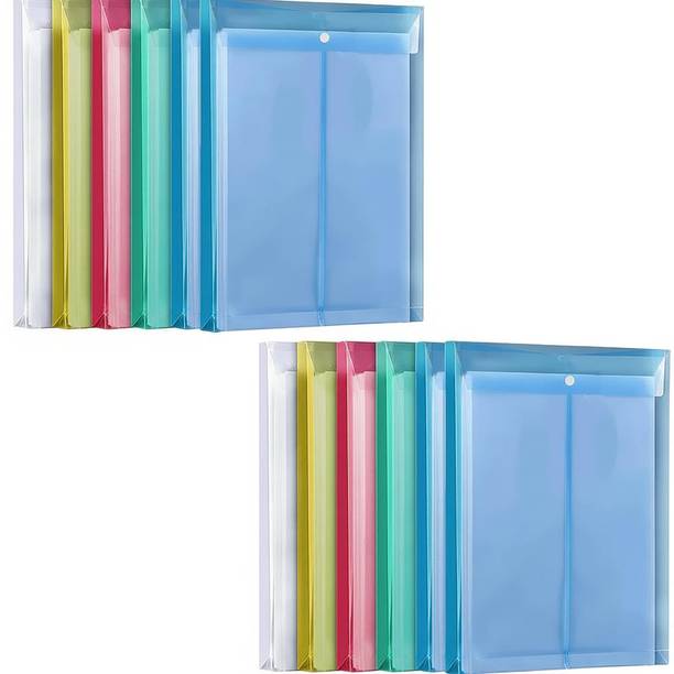 Shuban Plastic Transparent Document Storage Organizer File A4 Plastic Document Envelope Folder with Snap Button | Waterproof File Organizer