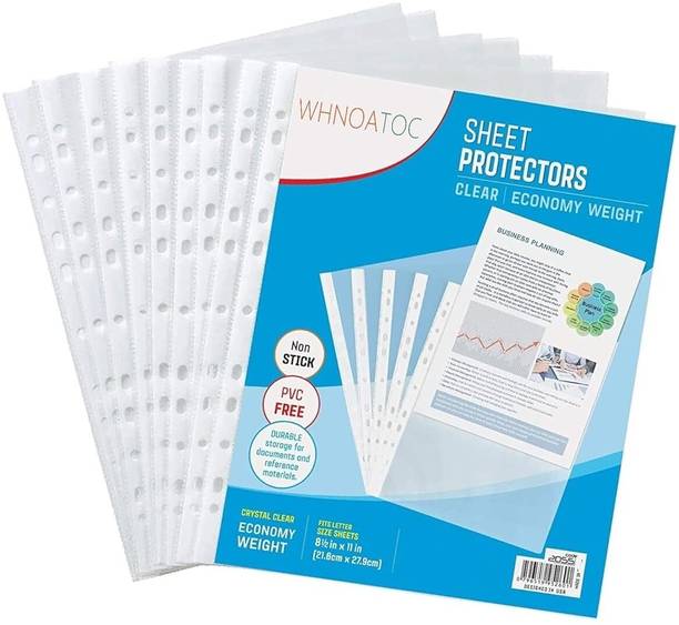 Anas Center Plastic 25 Pcs 150 Micron Transparent Document Sleeves, Leaf Sheet Clear Certificates/Waterproof Sheet Protectors 11 Holes Punched Ring Files Folder ( A3 Size) (25 Sheets - 150 Micron)