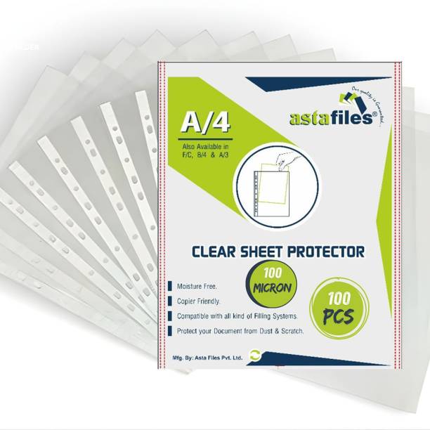 Asta Files Plastic A4 Sheet Protector 100 Micron