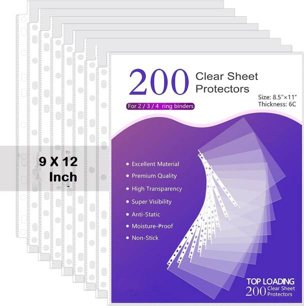 KARP Polypropylene Plastic 60 Micron Thickness Sheet Protector 11 Holes Punched Ring File