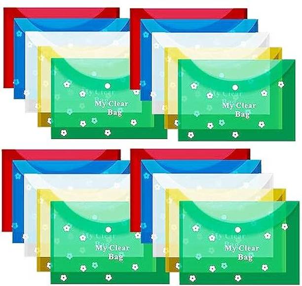 eclet a4 document file folder bag transparent envelope holder storage case snap button organizer clear flower plastic container papers stationery 20