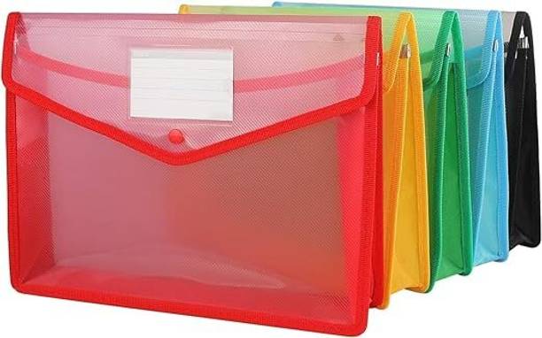 eclet transparent a4 size document file storage bag snap button certificates legal documents set 5 plastic bags file