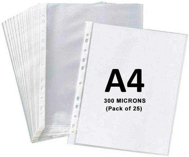 CAMPIO Plastic A4 300-Microns Document Sleeve Sheet Protector 11 Holes Punched Ring File Folder