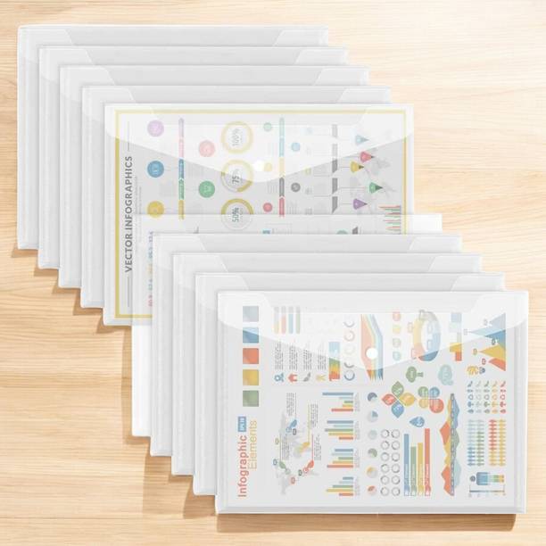 futureX plastic Side Button Document File Bag Container for Papers, Stationery