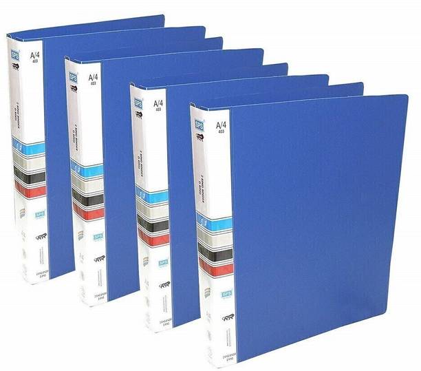 KATARIA Plastic 2D Ring Binder File, A4 (Blue Ring Binder File-4Pack)