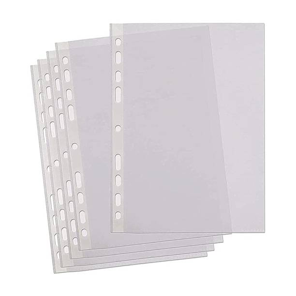 Ang Transparent Waterproof Sheet Protector Files with 11 Punched Ring Holes, A4 Size Plastic
