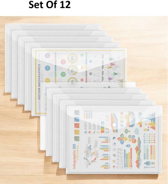 futureX plastic Side Button Document File Bag Container for Papers, Stationery