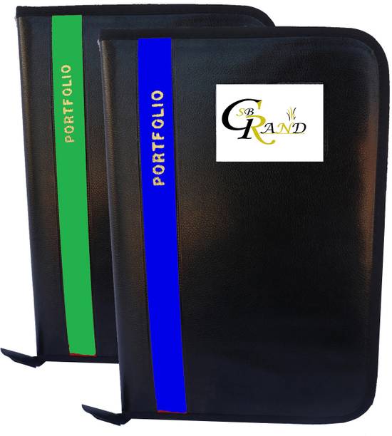sb grand pu leather file folder document holder 20 leafs certificates a4 fs size