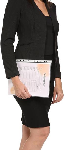 Shivom Plastic 50-Piece Transparent Waterproof 240 Micron Sheet Protector Files with 11 Punched Ring Holes, A4 Size