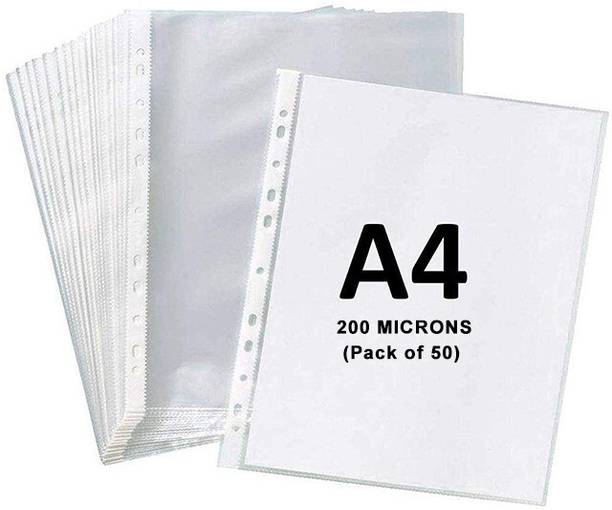 CAMPIO Plastic A4 200-Microns Document Sleeve Sheet Protector 11 Holes Punched Ring File Folder