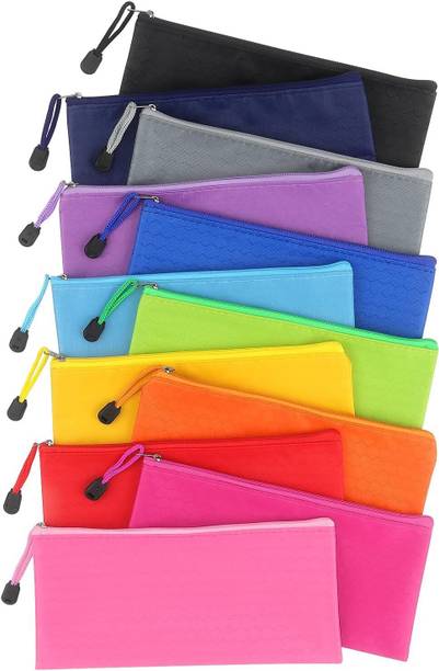 JSMSH Plastic Cheque Pouch Zippered Pencil Pen Stationary Case Travel Document Holder Bag