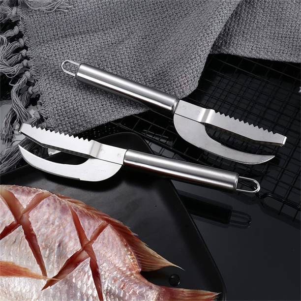 ZEQON 1 Pc Stainless Steel Knife 3-in-1 Stainless Steel Fish Maw Knife with Sawtooth Scaler, Fish Scale Remover