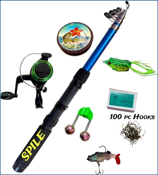 SPILE fiber body 210cm fishing combo FishRod @2 Blue Fishing Rod
