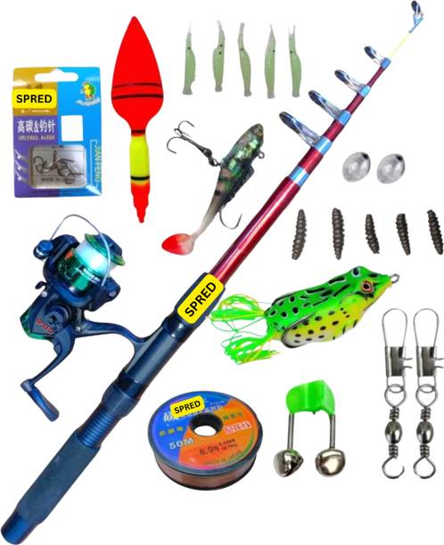 SPRED Complete fishing set combo SP-1 Red, Black, Blue, Multicolor Fishing Rod