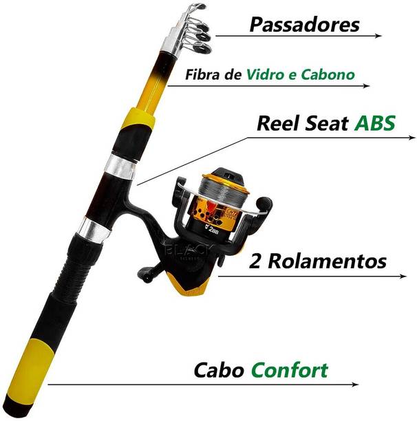 Abirs Fishing Kit Telescopic Fishing Rod 2.1M + Reel Set Kit Yellow Fishing Rod