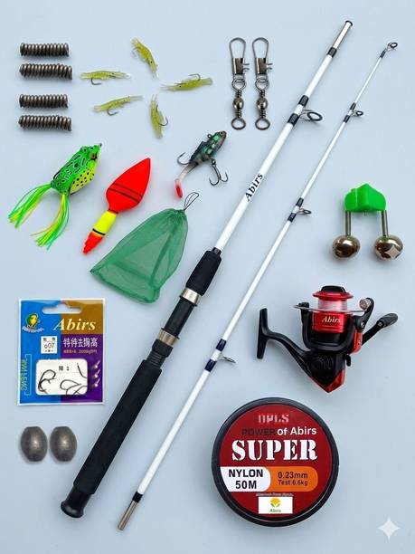 Abirs new Fishing Rod Kit 2 Parts 1.50m + Dh Reel With Line ROHU KATLA FISHING dsq Multicolor Fishing Rod