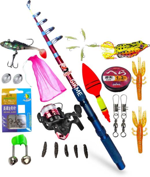 Sikme Complete Angler's Arsenal: 7ft (210cm) Fishing Rod & Reel Combo with All-Inclusive Tackle Kit Red Fishing Rod