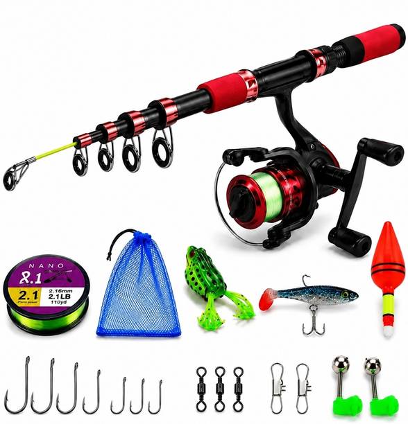 YadavGlobalMart YadavGlobalMart Telescopic Fishing Rod & Reel Combo YGM Red Pro Fishing Combo Red Fishing Rod