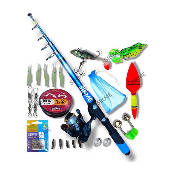 Sikme Complete Angler's Set 7ft Fishing Rod and Reel Combo Kit A142 Blue Fishing Rod