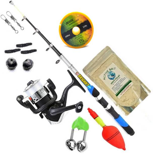 Brighht Fishing Rod Reel Combo with Fishing Accessories Fishing Rod Set with Fish Attractant and Fish Carry Net Multicolor Fishing Rod