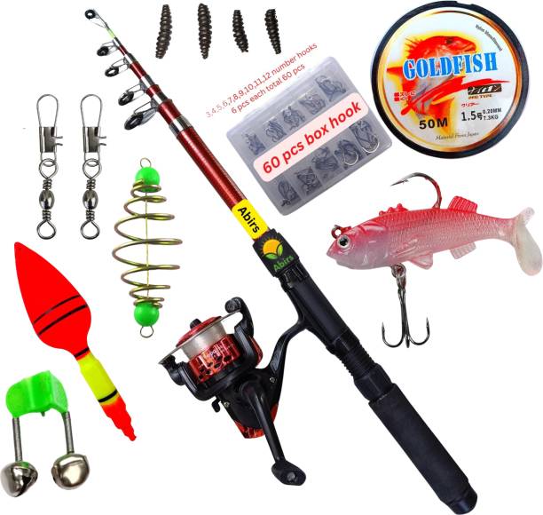 Abirs 7 fit fishing rod set combo feeder set Red Fishing Rod