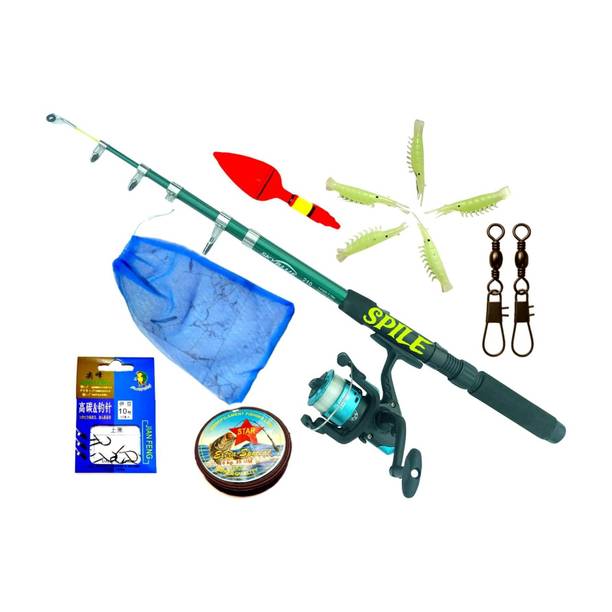 SPILE ultimate angle; 7feet fishing full combo kit all in one 7ft Telescopic Rod with Reel, Hooks, Line, Lures & Accessories Multicolor Fishing Rod