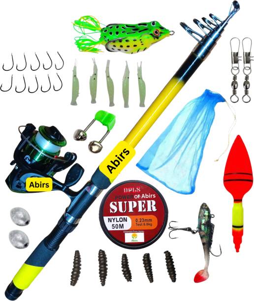 Abirs super fishing rod and reel full set comlete set kit Splly Yellow Fishing Rod
