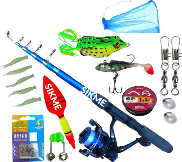 Sikme ft Fishing Rod & Reel Combo All-in-One Angler's Kit Blue Fishing Rod