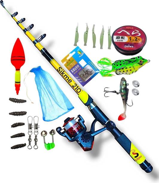 Sikme neza 100 foot with Our 7ft (210cm) Fishing Rod and Reel Combo Sete Yellow Fishing Rod