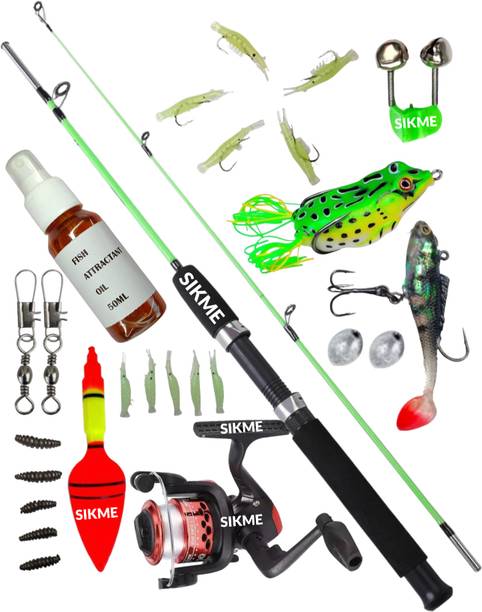 Sikme Ultimate 150cm Fishing Combo: Rod, Reel and Fish Attractant Oil Included! Green Fishing Rod