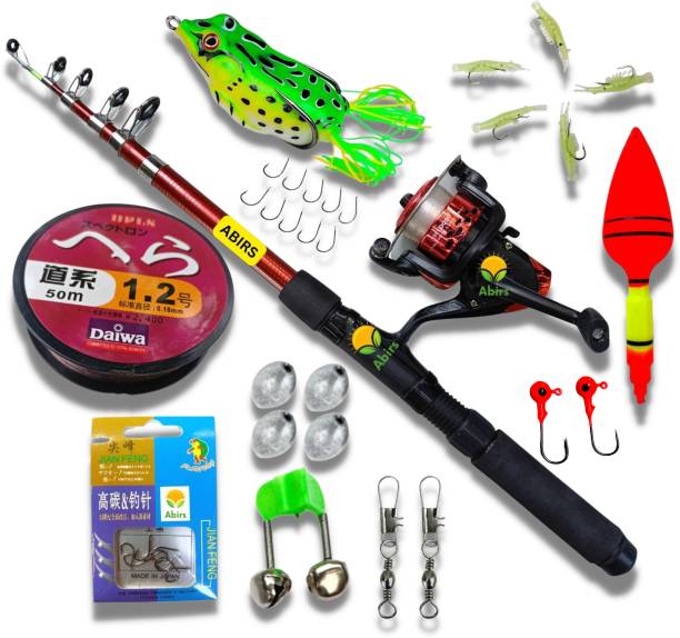 Abirs 210 fishing Rod and reel combo set with frog A-1 Red Fishing Rod