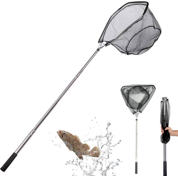 Fancyku Foldable 70 inch Telescopic Portable Fishing Landing Net with Aluminum Handle Foldable 70 Inches Telescopic Portable Fishing Net Black Fishing Rod