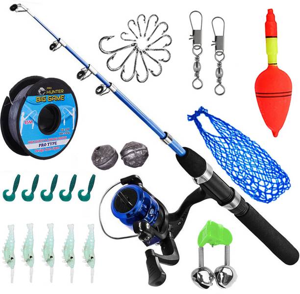 IPL 210cm 7ft telescope fishing rod and reel with all combo set (pack of 1) 7 feet Combo for Best Performance! Multicolor Fishing Rod