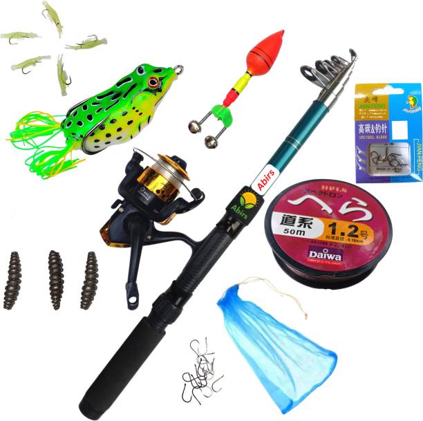 Abirs New Fishing rod and reel with frog set combo 2.1 mmk Blue Fishing Rod