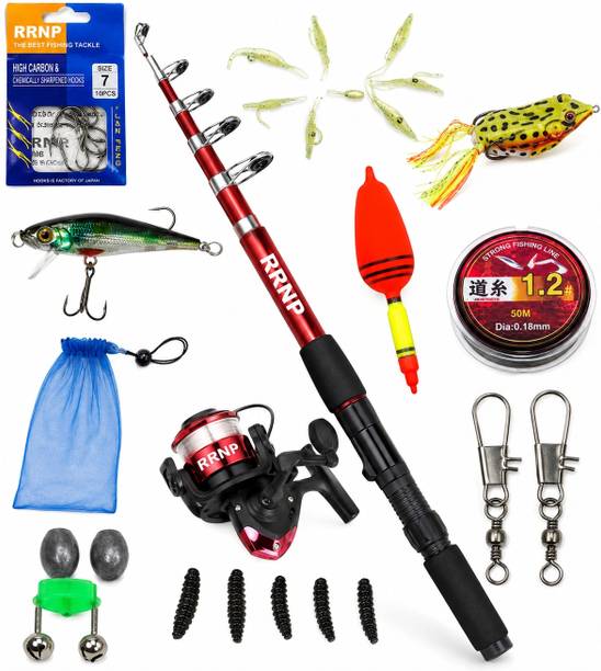 RRNP Premium telescopic fishing rod and reel all combo kit 7 feet 210 CM ) BYDU Multicolor Fishing Rod