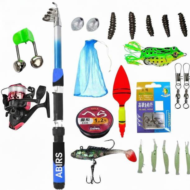 Abirs ultimate fishing rod and reel with net hop Blue, Black Fishing Rod