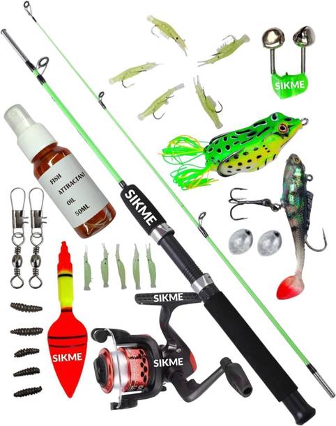 Sikme neza 100 foot and Fish Attractant Oil Included! Green Fishing Rod