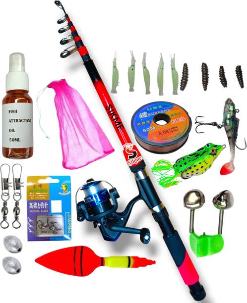Sikme Ultimate 7ft Fishing Combo Rod, Reel, Full Set, and Maintenance Oil Package Red Fishing Rod