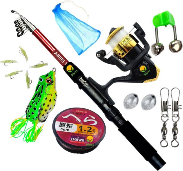 Abirs 7 fit fishing set combo With Fishing frog combo red Red Fishing Rod
