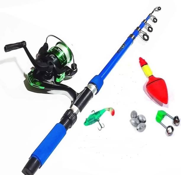 Old fish spinning rod reel a-2120 Blue Fishing Rod