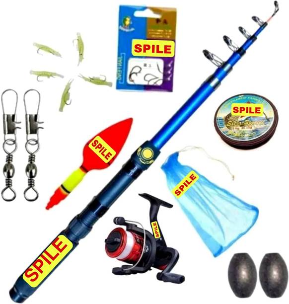 SPILE 7ft fishing rod and reel all combo set S-2 Blue Fishing Rod