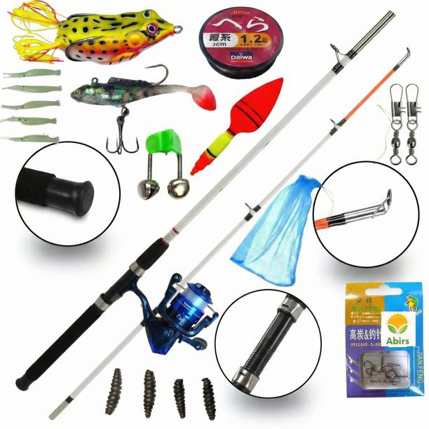 Abirs Abirs 150 cm (5 Ft) 2-Piece Fishing Rod & Reel Combo Kit Complete Set Multicolor Fishing Rod
