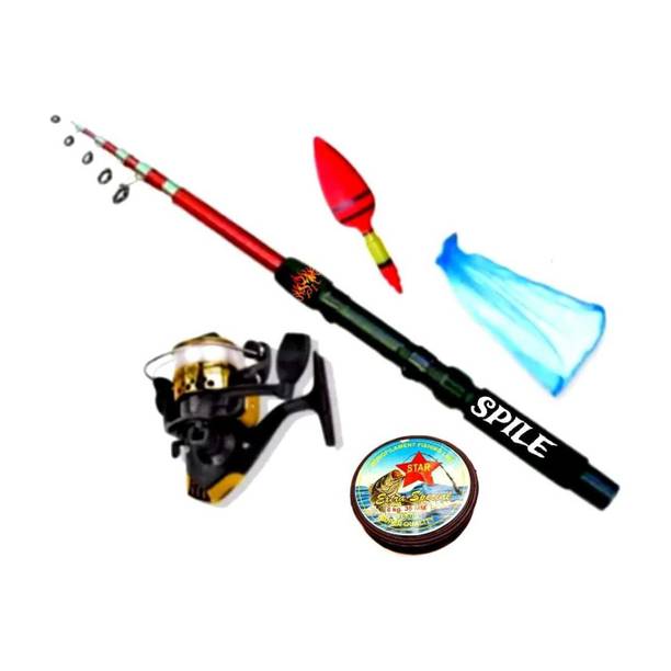 SPILE 7 feet fiber fishing rod and reel with all combo set fishing stick combo 210 cm Multicolor Fishing Rod