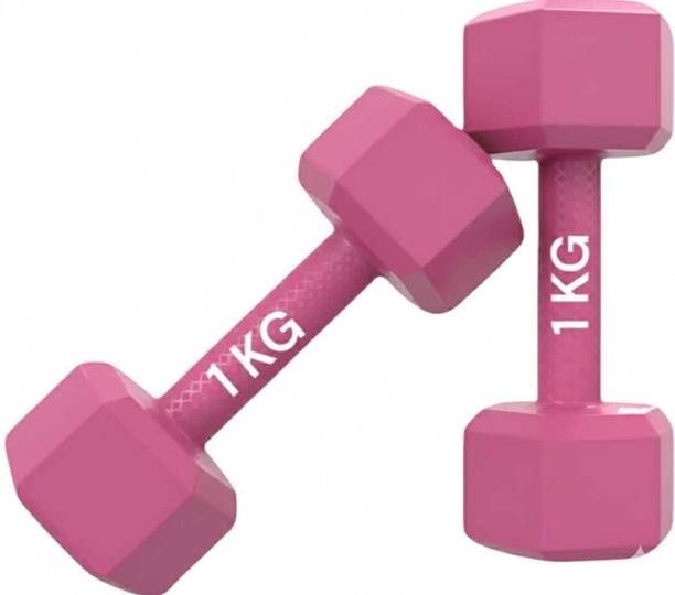 Sahib Trader PINK 1 KG HEX DUMBBELL 1KGX2PC=2KG DUMBBELL Fixed Weight Dumbbell
