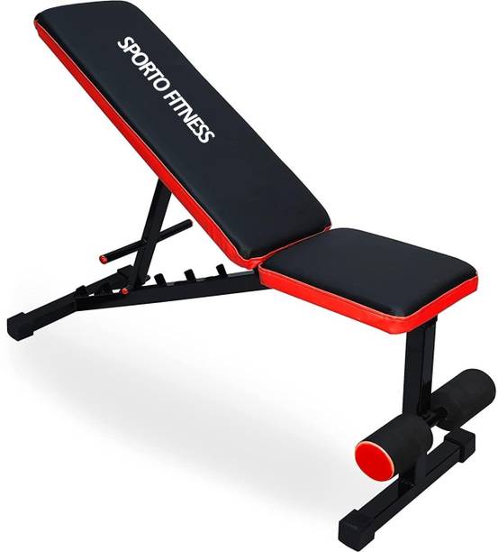 Sporto Fitness S-102 Weight Bench,700LB Stable Multi-Purpose Foldable Incline Decline Exercise Multipurpose Fitness Bench