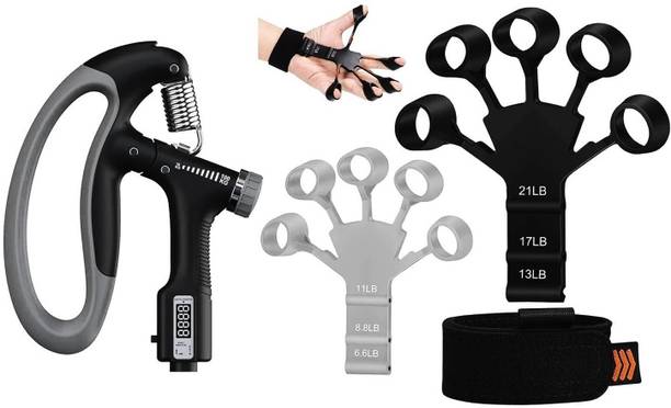 PRO365 Combo of Finger Grip & D Shape Hand gripper With Counter From 0 to 100KG Hand Grip/Fitness Grip