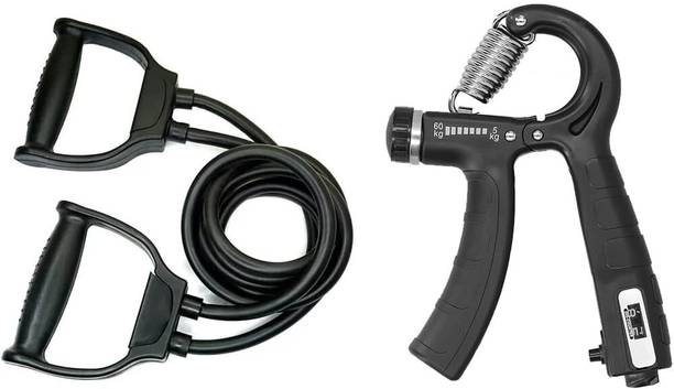 BoldFire Double Toning tube and adjustable hand grip with counter combo for body Workout Hand Grip/Fitness Grip