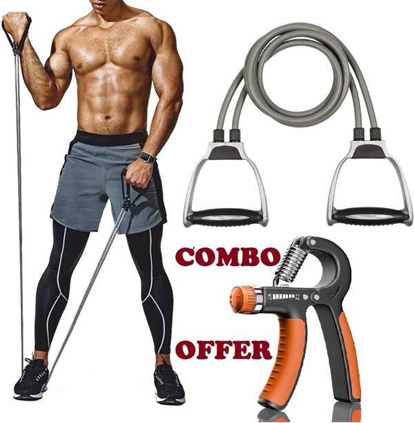 MANROM Combo Adjustable Hand Grip Strengthener and Toning Tube Hand Grip/Fitness Grip