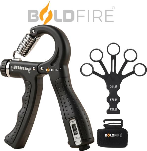 BoldFire (Assorted Color)Adjustable Counter Hand Grip Strength& Finger Stretcher(Packof2) Hand Grip/Fitness Grip