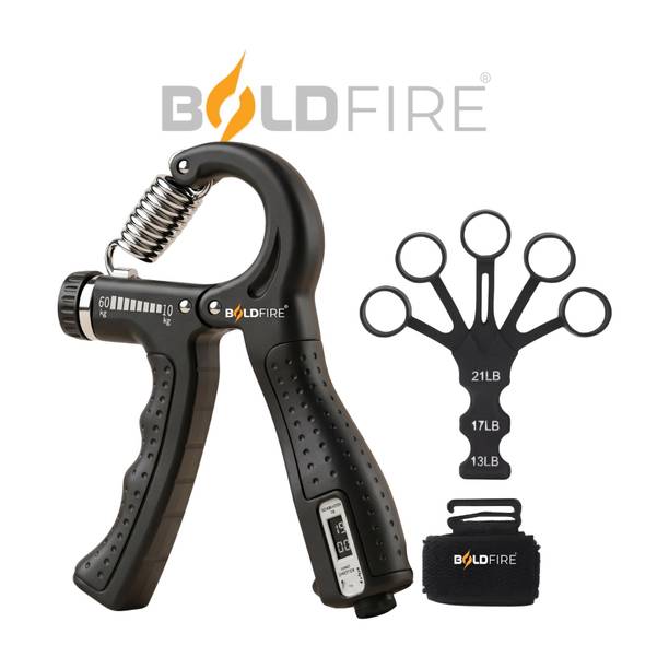 BoldFire (Assorted Color)Adjustable Counter Hand Grip Strength& Finger Stretcher(Packof2) Hand Grip/Fitness Grip